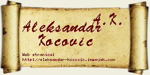Aleksandar Kočović vizit kartica